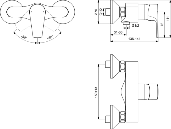 Ideal Standard خلاط شاور شطاف ظاهر سيرافينBC493AA D - Image 2