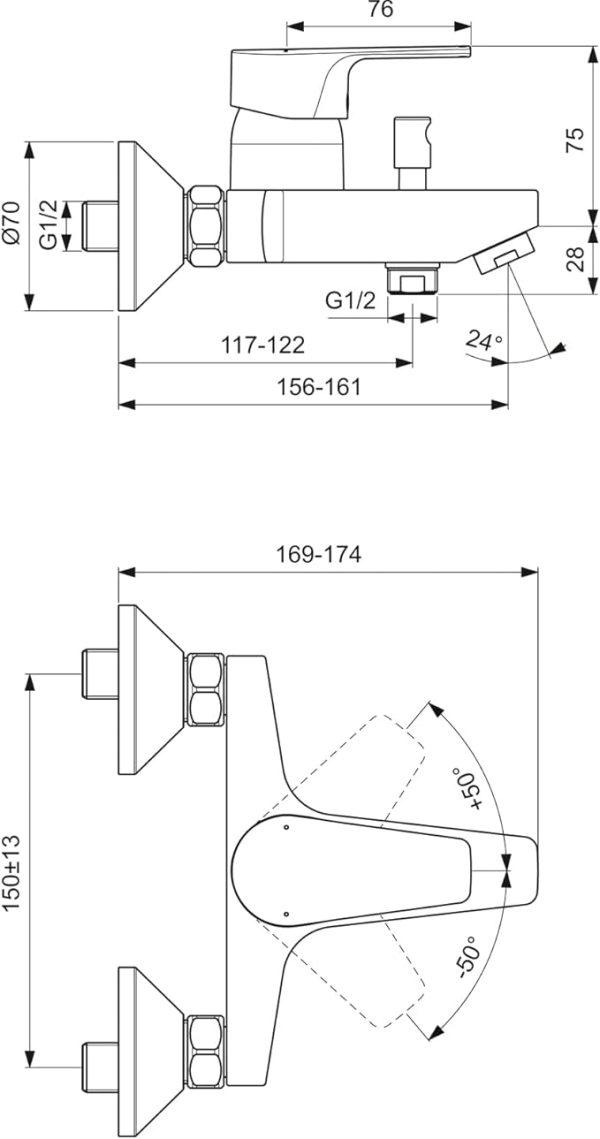 خلاط بانيو ظاهر بمحول ايديال ستاندرد سيرافينBC692AA D - Image 4