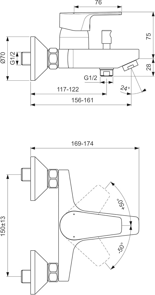 خلاط دش ظاهر بمحول ايديال ستاندرد سيرافينBC692AA D - الصورة 2
