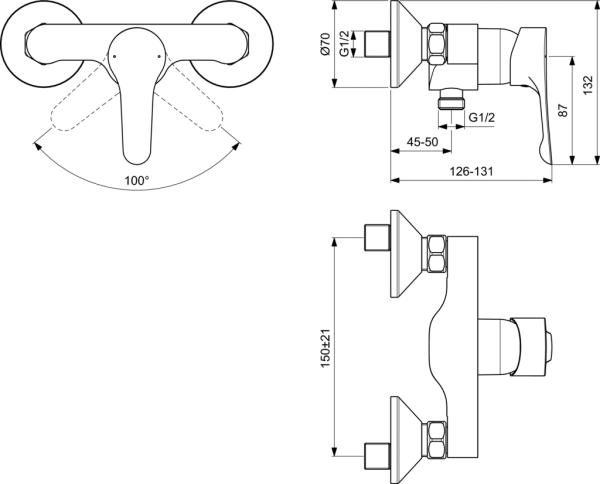 Ideal Standardخلاط شاور شطاف ظاهر الفا BC488AA - Image 2