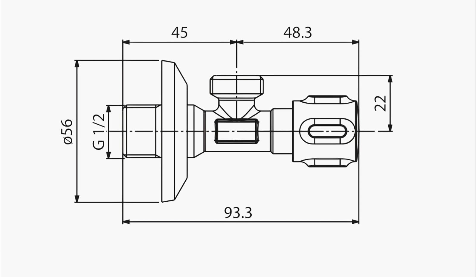 محبس زاوية 1/2"شلوزر ايطالي 001C158684 - الصورة 2