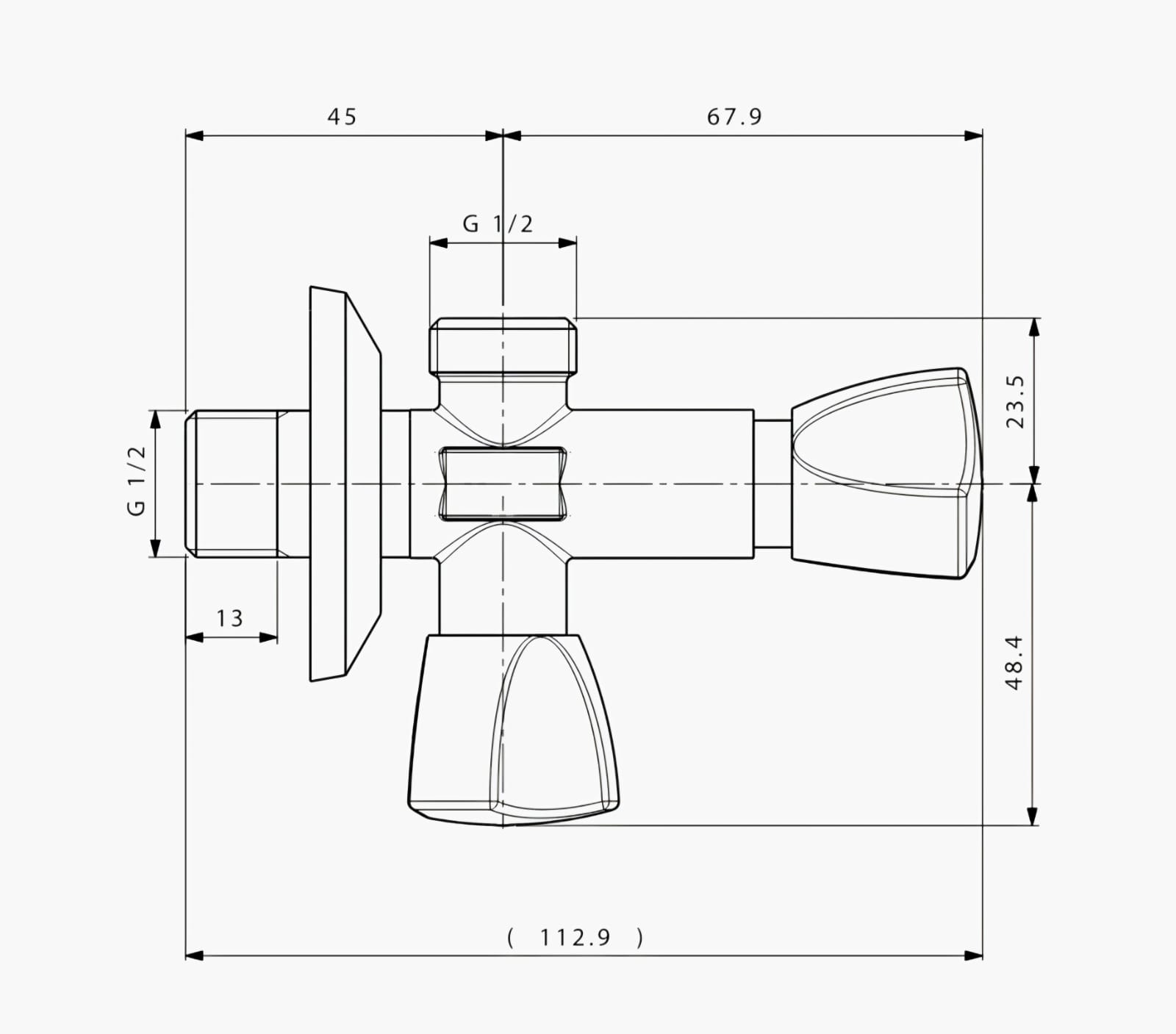 محبس زاوية دبل 1/2 شلوزر إيطالي 001D448885 - الصورة 2